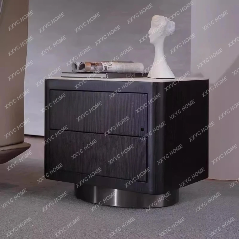 

Прикроватная тумбочка из массива дерева дымчатого цвета для маленькой квартиры, простой шкаф, современный шкафчик