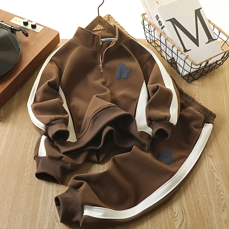 IYEAL  Boys' Sports Set 2025 Spring Autumn New Style Handsome and Fashionable Children's Versatile Sweatshirt Pants 2 Piece Set