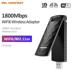 Comfast AX1800 WiFi 6 USB Kablosuz Adaptör 802.11ax 2.4G ve 5.8G USB3.0 Ağ Kartı RTL8832AU Win11/10 için OFDMA WPA3 Desteği