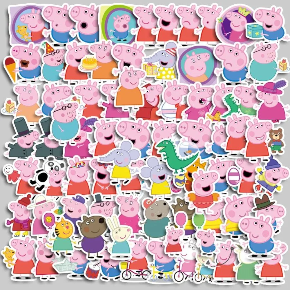 80pcs Not Repeated New Cartoon Anime Cute Peppa Pig Kids Sticker