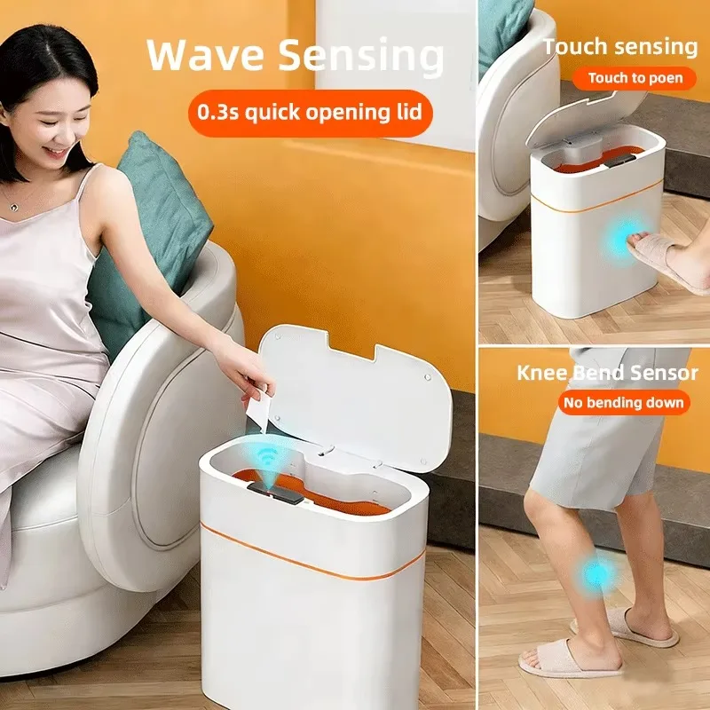 Automatic , intelligent sensor , contactless with lid, square electric trash can