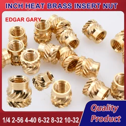 1/4 2-56 4-40 6-32 8-32 10-32 Inch Heat Brass Insert Nut Threaded Knurled Hot Melt Embedded Copper Nut for 3D Printing 20-50pcs