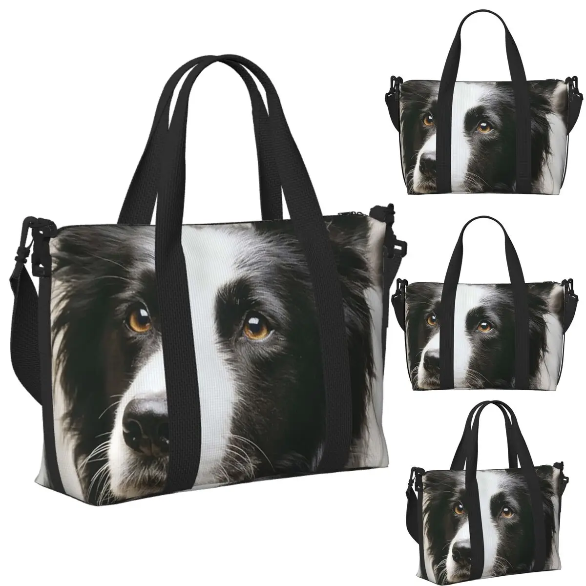 

Custom Working Border Collie Beach Travel Bag Large Capacity Tote Bags for Gym Sport Women Shopping Duffle Shoulder Bag
