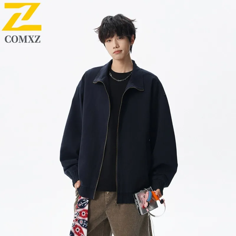 

COMXZ ​​2025 New Men Workwear American Style Washed Denim Jacket Relaxed Fit Street Style Lightweight Autumn Waterproof ​​Coat
