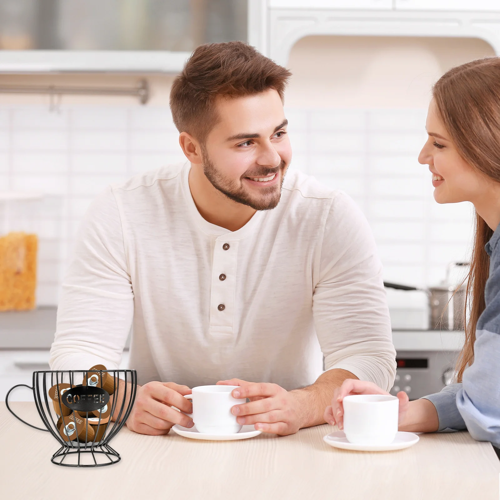 

Coffee Holder Iron Cup Shape Coffee Capsules Storage Basket Organizer for Home Cafe Office Decorations