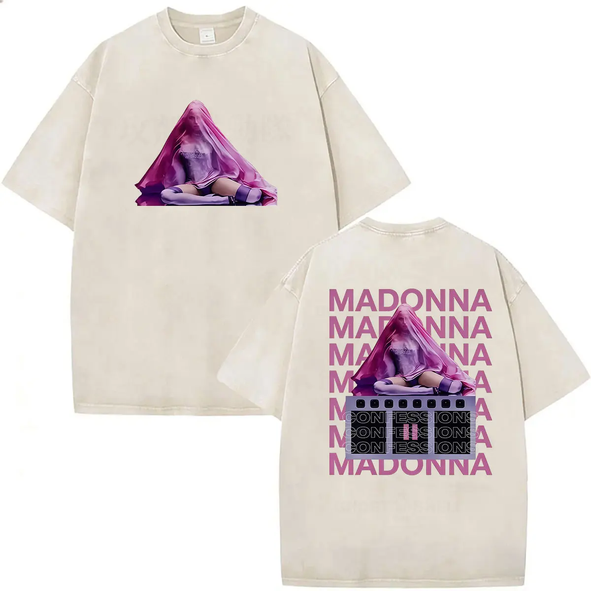 Vintage Washed Madonna Confessions on A Dance Floor II Album 2026 Merch T-Shirt Men Women Clothing Aesthetic Oversized T Shirts