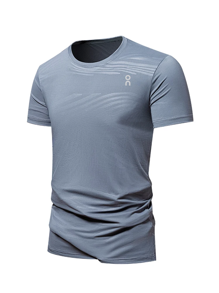 

Men's Running Fitn Top Qui Dry Elastic ort Sve T-irt Pure Color Training Suit Summer 2026 COLD Brand round Ne