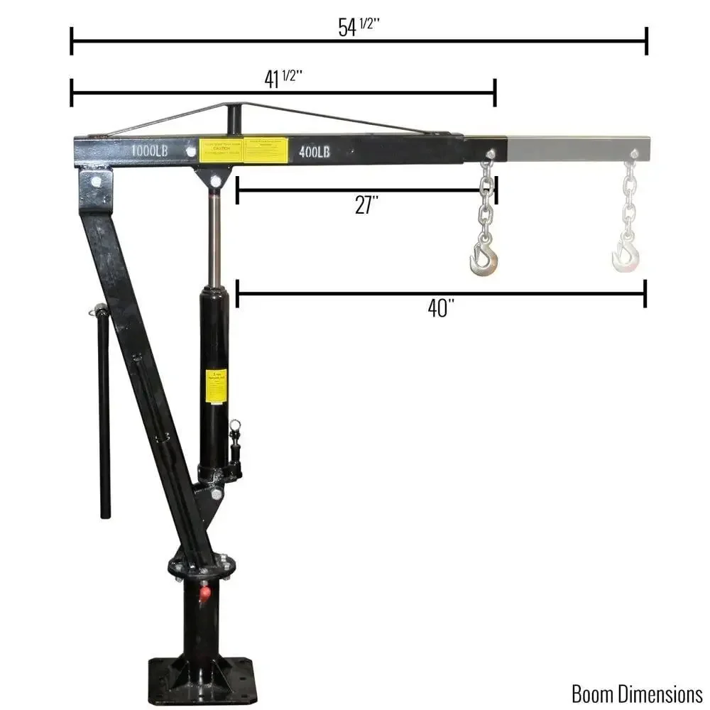 Construcción de acero portátil 360 de la base giratoria de la grúa de la Jib de la cama del camioneta de 1000lb °   Rotación 70,88" Extensión de pluma 15,5" Ram Travel