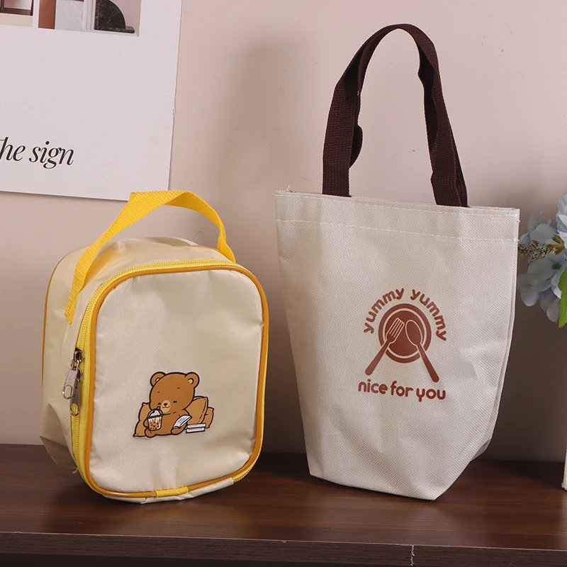 Portable Lunch Bag Food Thermal Box Bag Soup Cup Bag Lunch Box Insulated Bag Drawstring Bag Hand-Held Cup Bag