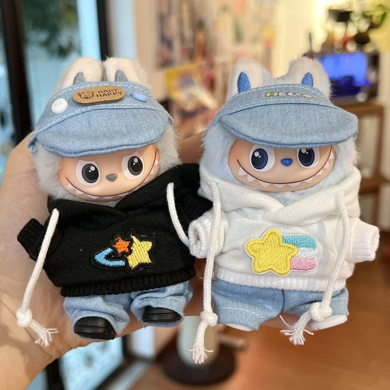 Kleidung für die 4. Generation LABUBU Pin For Love Series 4.0 Neues Kapuzenpullover-Set mit Sonnenhut, mehrere Farben erhältlich