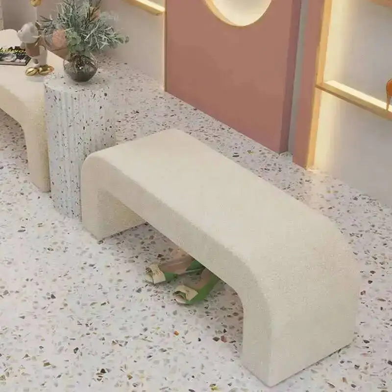 

Home Nordic Modern Shoe Entrance Stools Changing Furniture Simple Bed End Ottoman cashmere Bench Living Room Sofa Stools B