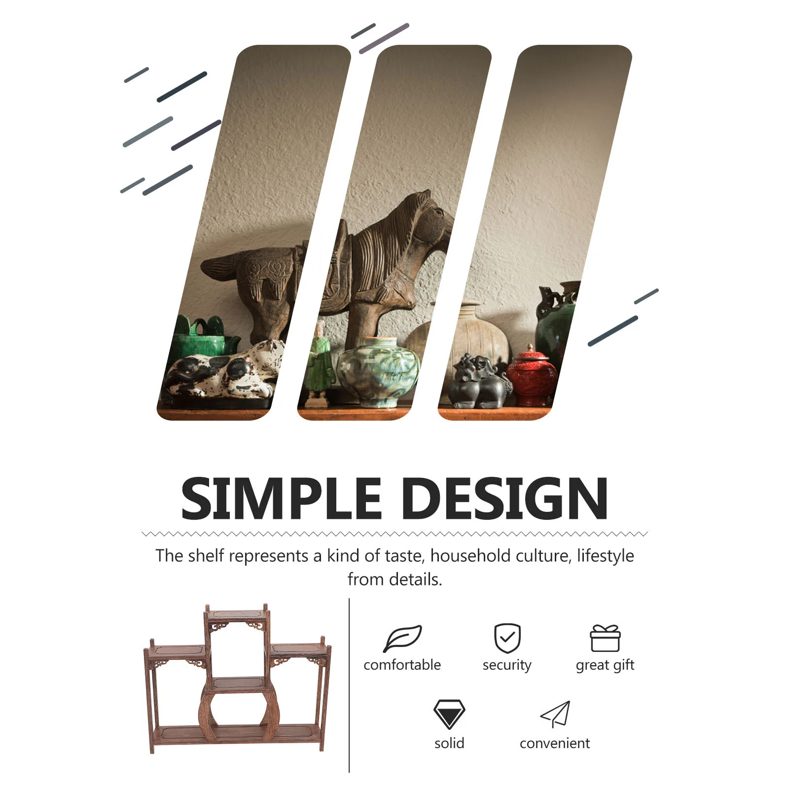 

Wood Display Stand Chicken Wing Wood Vintage Curio Shelf for Tea Pot Jade Ornament Home Decor Decorative Display Rack