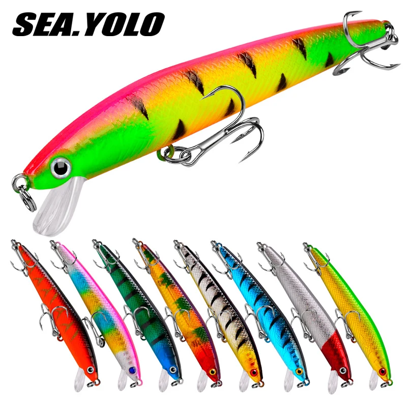 

Sea.Yolo 9.5cm 8.5g Minnow Fishing Lure Laser Hard Artificial Bait 3D Eyes Fishing Wobblers for Pike Crankbait Minnows Tackle