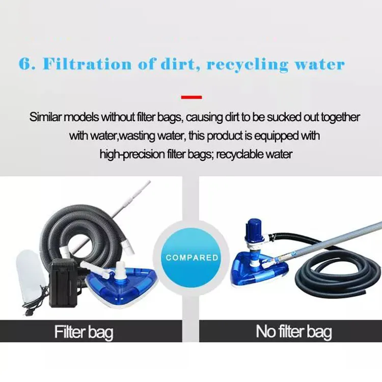 Handle Power Suction 200 W Pump 10 m Wire Pool Cleaner for in Ground Pools