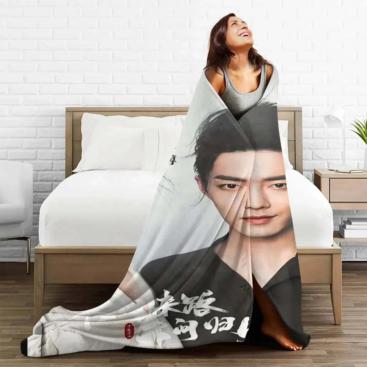Drama The Untamed Baby Blanket Coral Fleece Plush Print Xiao Zhan Wang Yi Bo Throw Soft for Sofa Bedroom Plush Thin Quilt