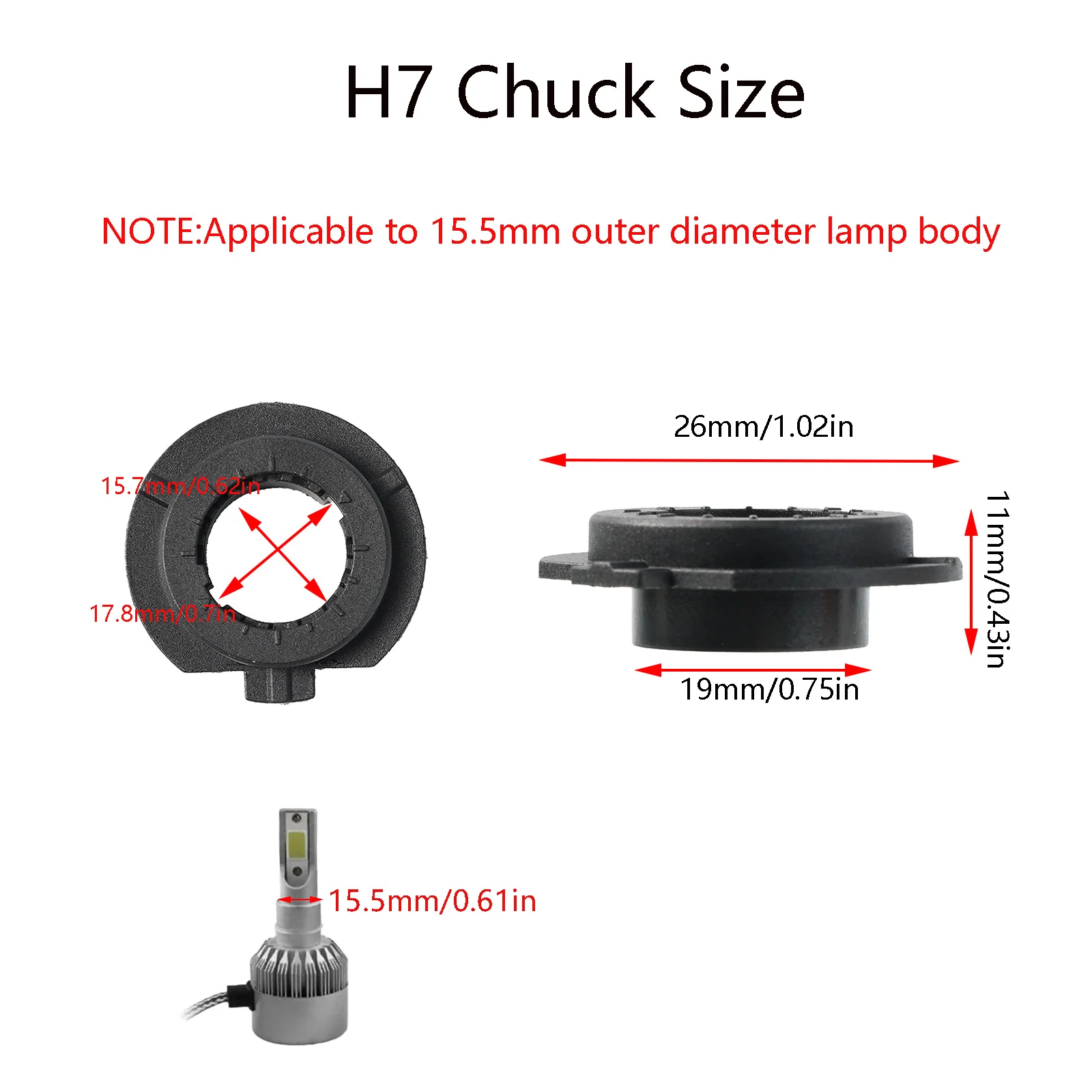 2X Bulb Adapter H7 Car LED Headlight Base Retainer Headlamp Socket Holder Plastic High Temperature Resistance Automobile