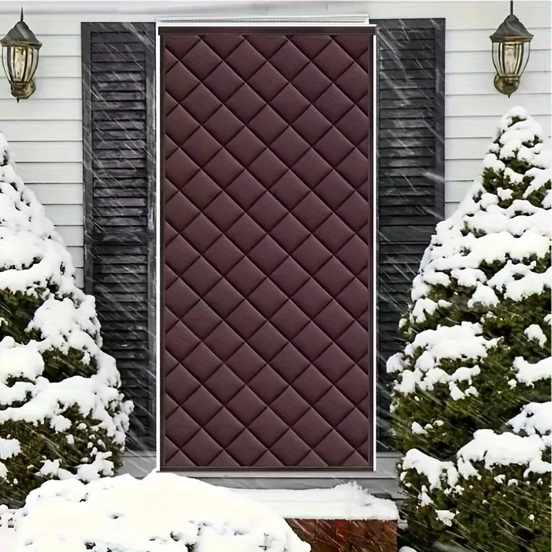 Door Curtain Hexagonal Solid Color Thickened Windproof, Cold Proof, Winter Cotton HouseholdCold Insulation, Thermal Insulation