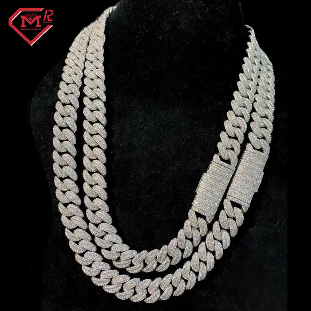 

Luxury Cuban Link Chain 15mm 18mm Hiphop Iced Out 925 Sterling Silver Vvs Moissanite Miami Cuban Link Chain