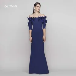 GORGA Appliques Off the Shoulder Mermaid 2024 Slim Crepe Half Sleeve Ocassion Gown Floor-Length Evening Dress فستان سهرة نسائي