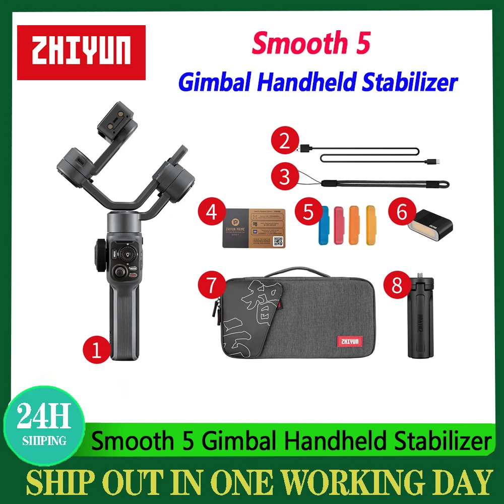 ZHIYUN Smooth 5 Gimbal Phone Handheld Stabilizer 3-Axis Portable Smartphone For iPhone 14/15 Pro Max/Huawei/Xiaomi Stabilizer