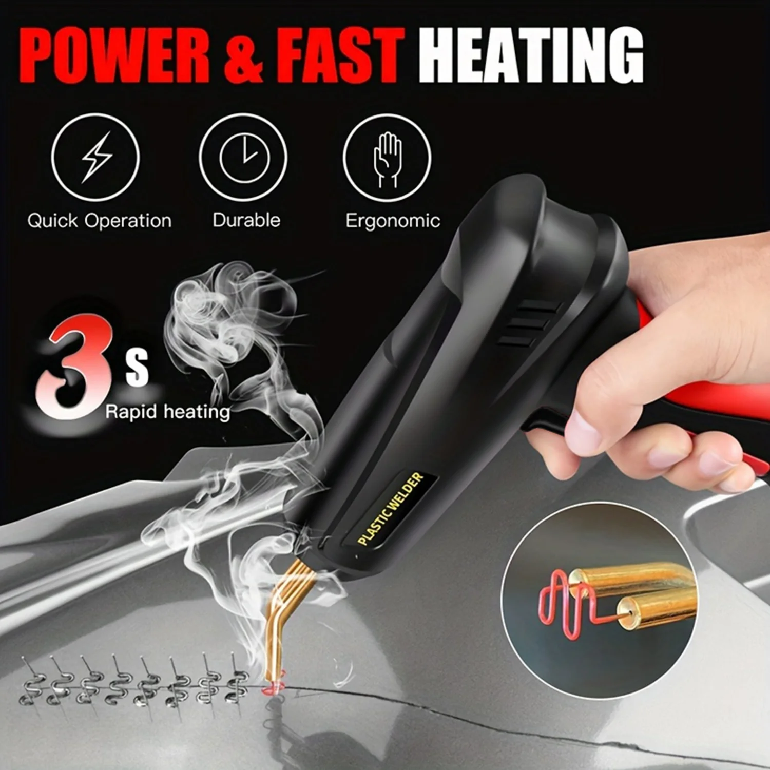 200W 2 in 1 Plastic Welding Kit Hot Stapler Soldering Gun 4 Types Staples for Car Bumper Repair Welder Repair