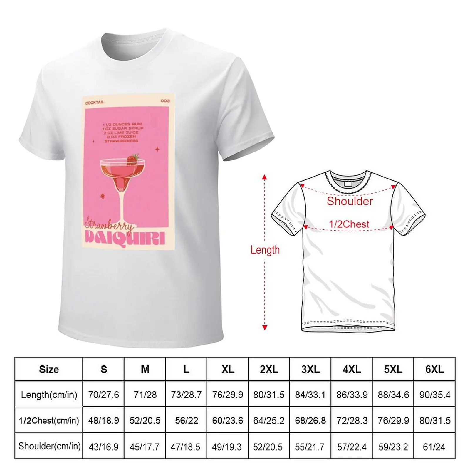 The Cocktail Strawberry Daiquiri Poster T-Shirt anime kawaii clothes cute tops summer top fitted t shirts for men