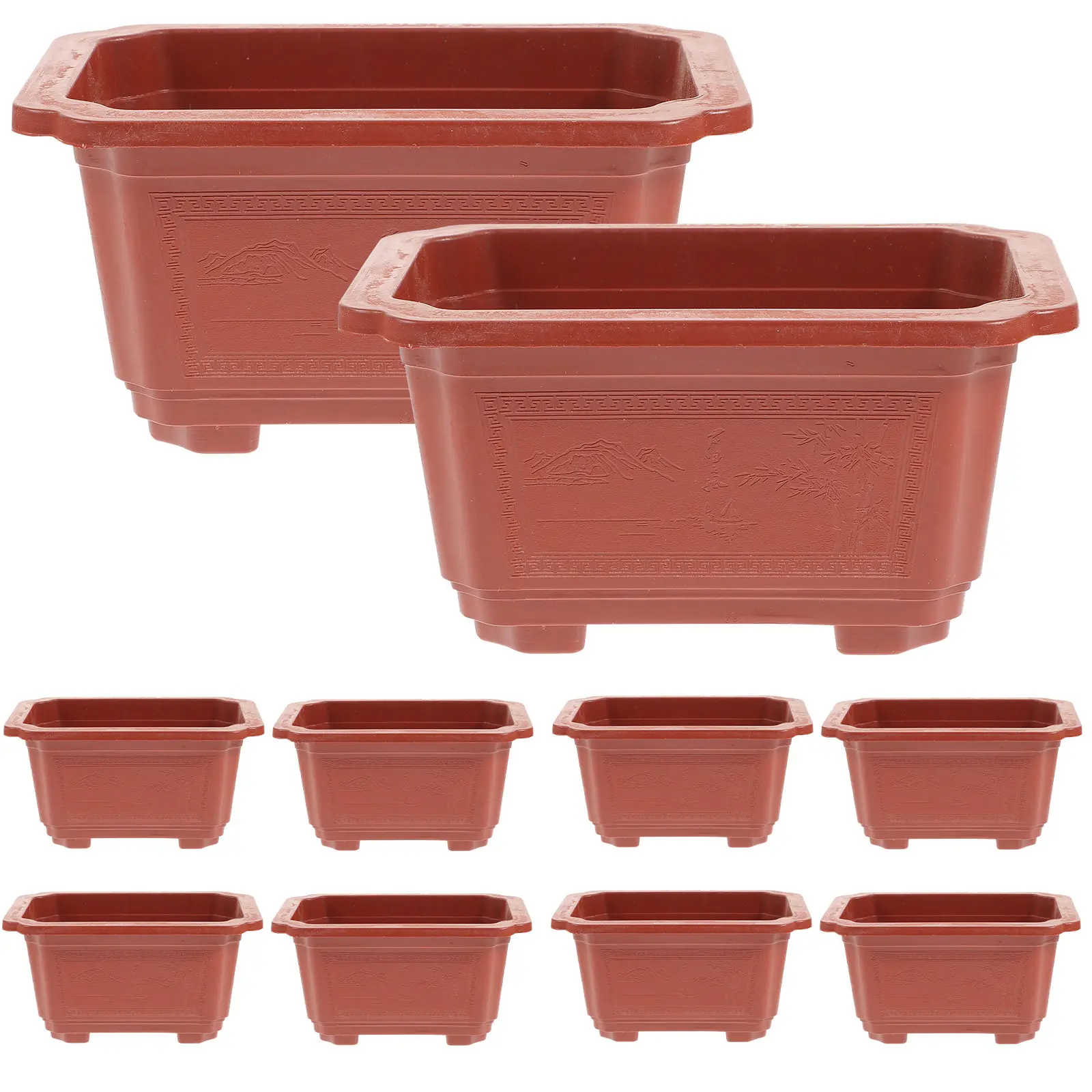 10Pcs Heavy Duty Window Planter Box Plastic Flower Vegetable Pot with Drainage Holes Smooth Surface for Windowsill Porch Garden
