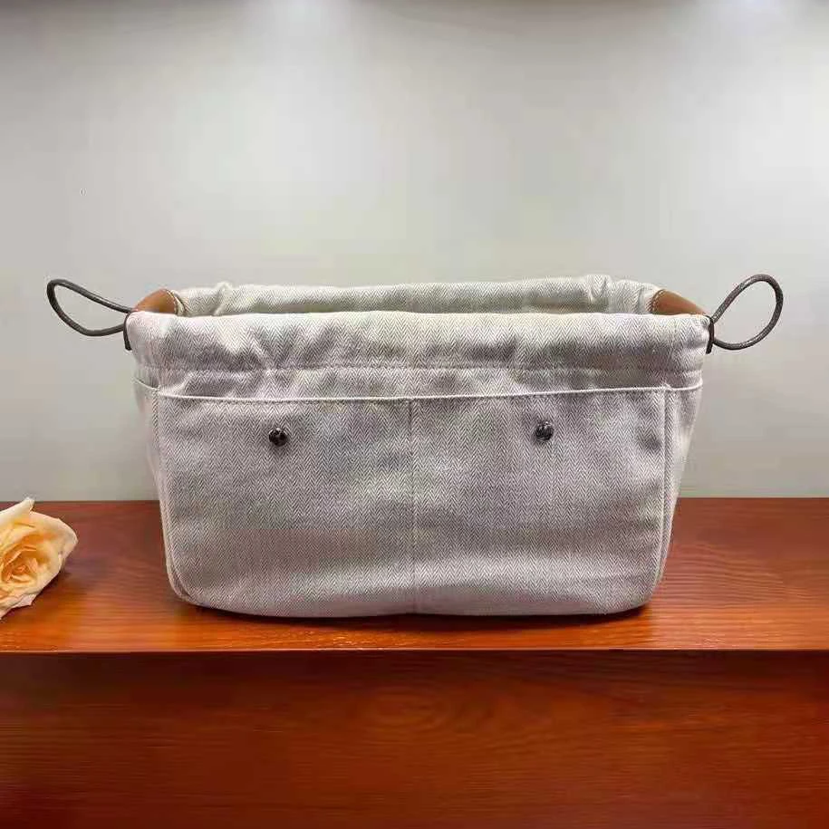 Pochette en coton avec multi-espaceurs en cuir de vache, sac à doublure, sacs à cosmétiques en lin, sacs de rangement