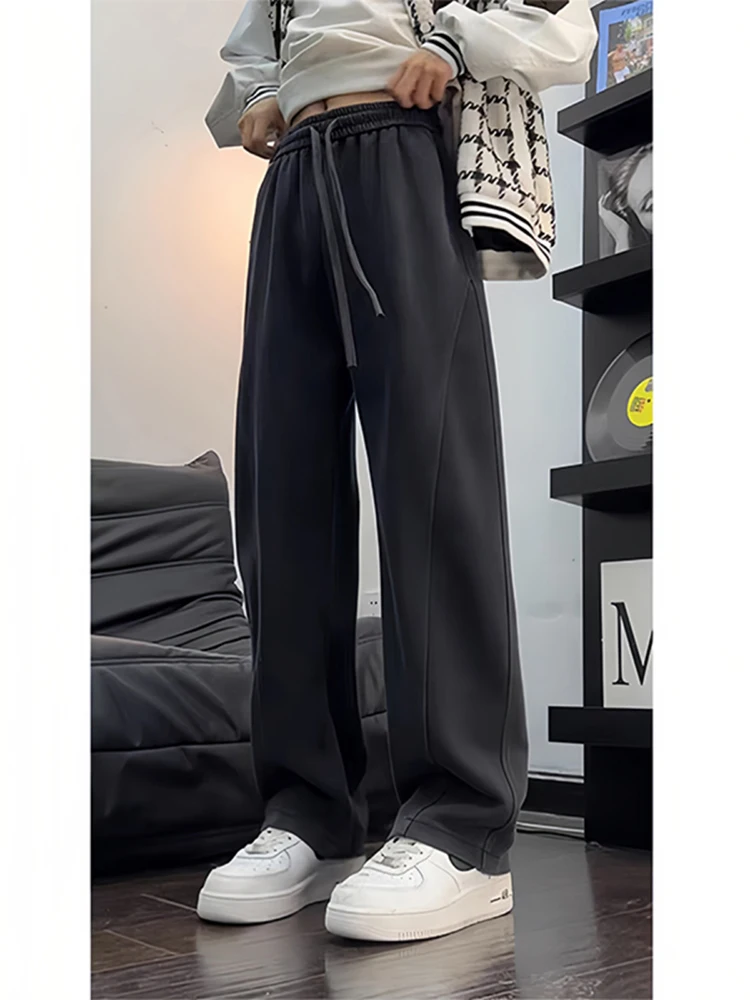 

Спортивные брюки Bla Fce на подкладке, мужские осенне-зимние повседневные брюки в американском стиле ретро, свободного кроя, прямые брюки