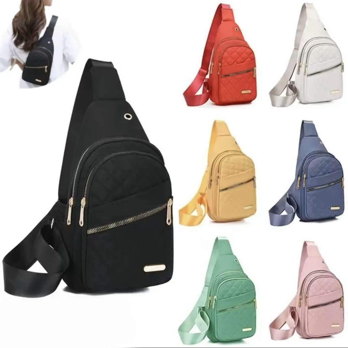 

New Women Rhombus Chest Bag, Adjustable Strap, Casual Crossbody Bag Outdoor Sport Shoulder Bag, Ideal Gift For Women