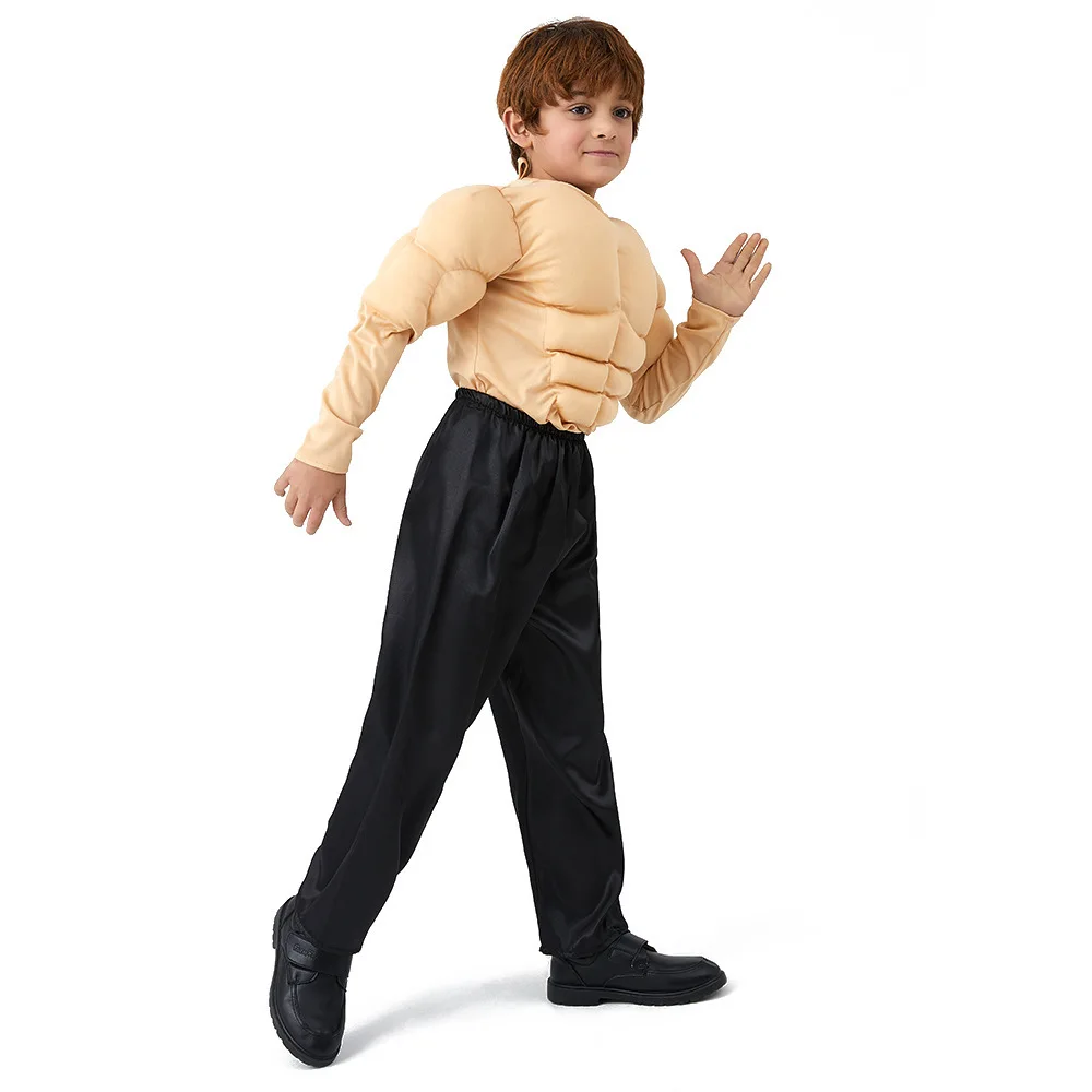 Nieuwe Stijl Grappige Gespierde Man Cosplay Sterke Top Kostuum Halloween Voor Kinderen Jongens