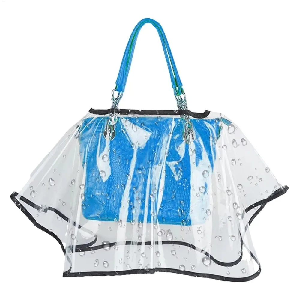 Clear Transparent Handbag Rain Cover Folding Design Plastic Material Tote Bag Rain Cover Durable Folding Bag Raincoat