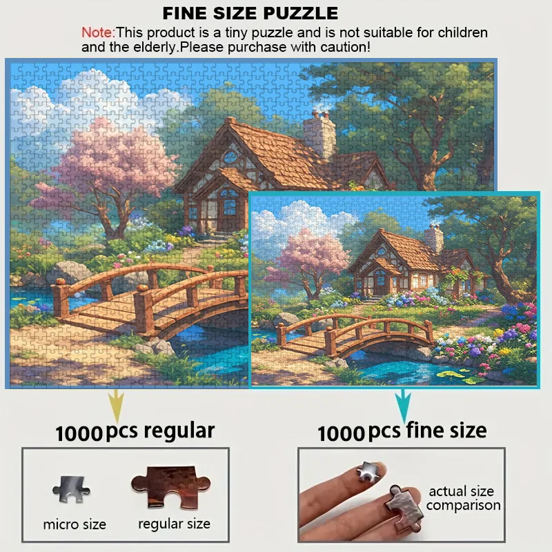 صندوق مكون من 1000 قطعة من الألغاز للبالغين، يتميز بتصميم بيت كريك زهري - مقاوم للخدش، وتحدي، ومناسب لـ