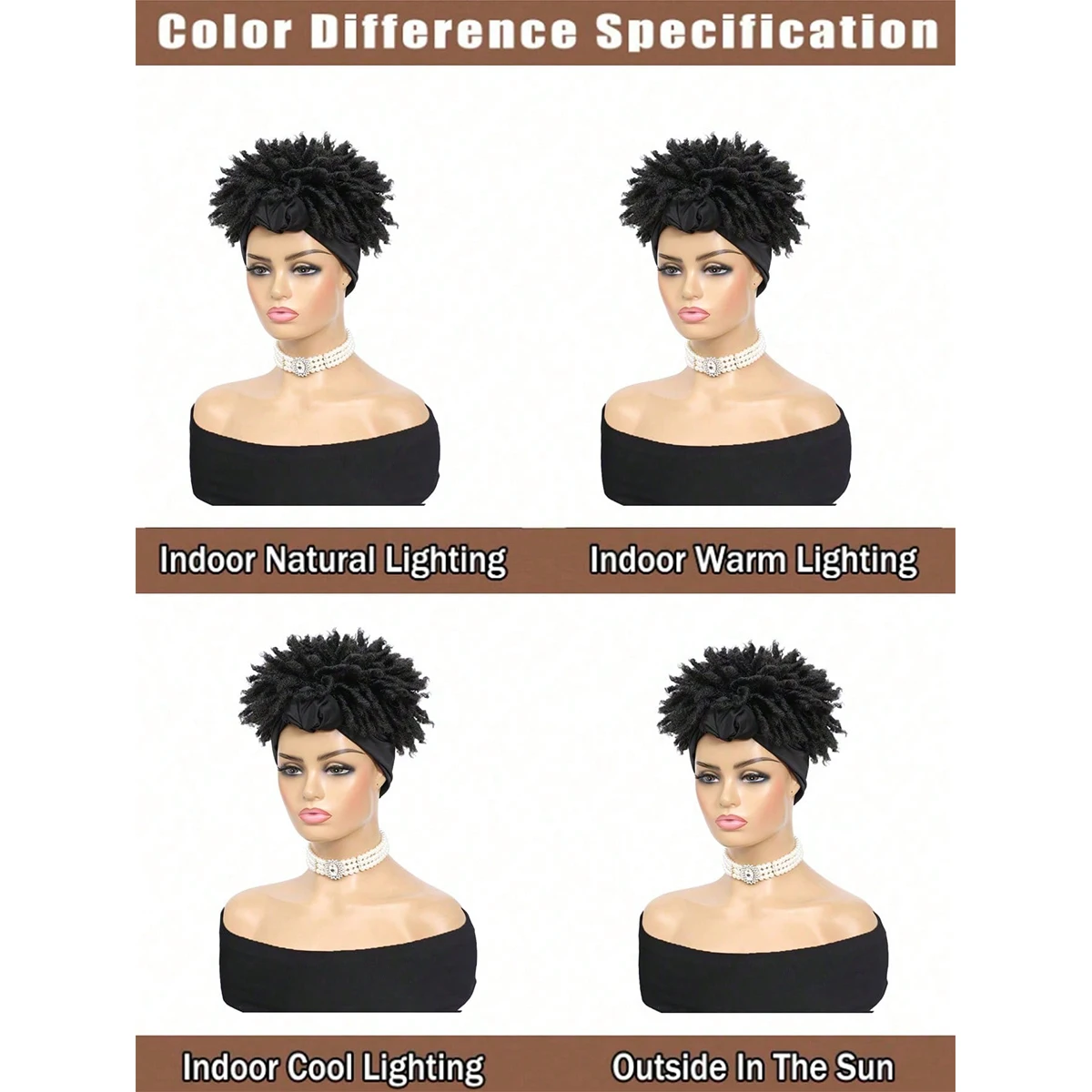 Кудрявый парик с повязкой на голову, черный вьющийся парик с повязкой на голову с челкой для женщин, синтетический афро вьющийся парик из волос с короткой повязкой на голову