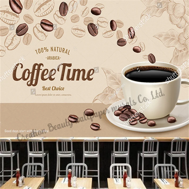 

Custom Coffee Cup Wallpaper Industrial Decor Murals Cafe Coffee Shop Afternoon Tea Snack Bar Background Wall Contact Paper