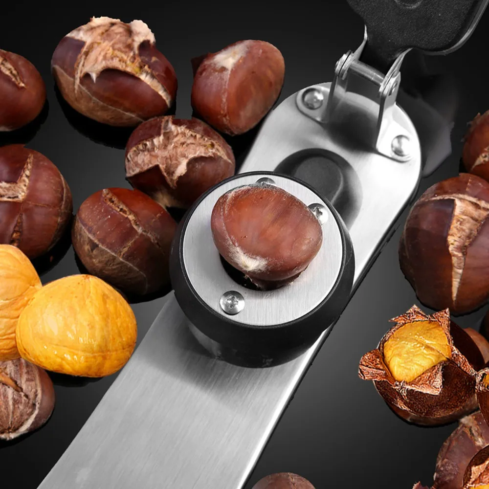 Kitchen Gadget 304 Stainless Steel Chestnut Cutter Protable Compact Nutcracker Manual Rustproof Chestnut Opener Picnics Camping