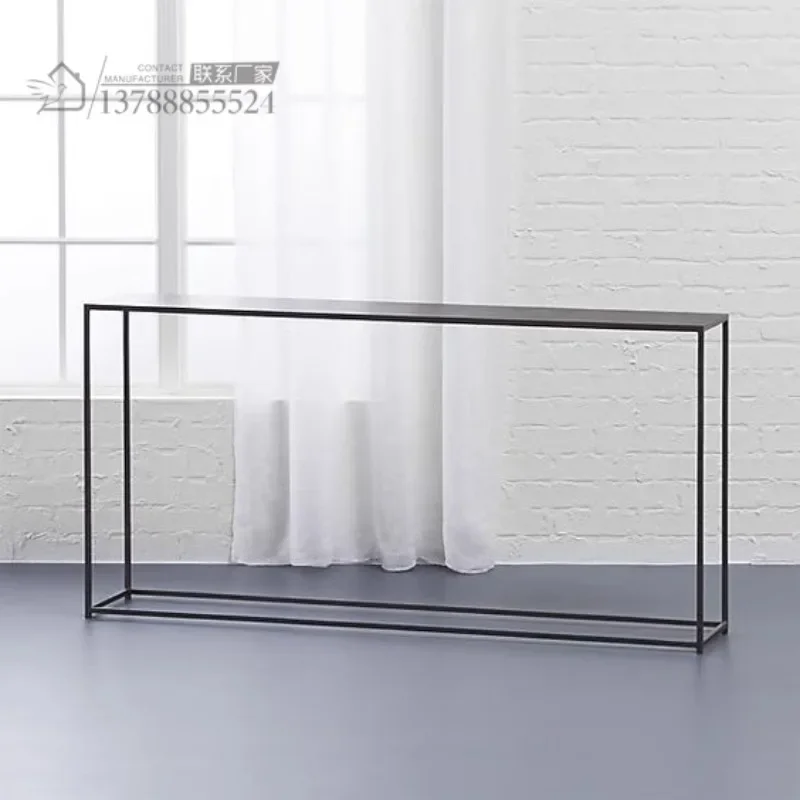 Modern simple wall rack, living room floor-to-ceiling sofa rear display rack, new Chinese-style long strip narrow table decorati