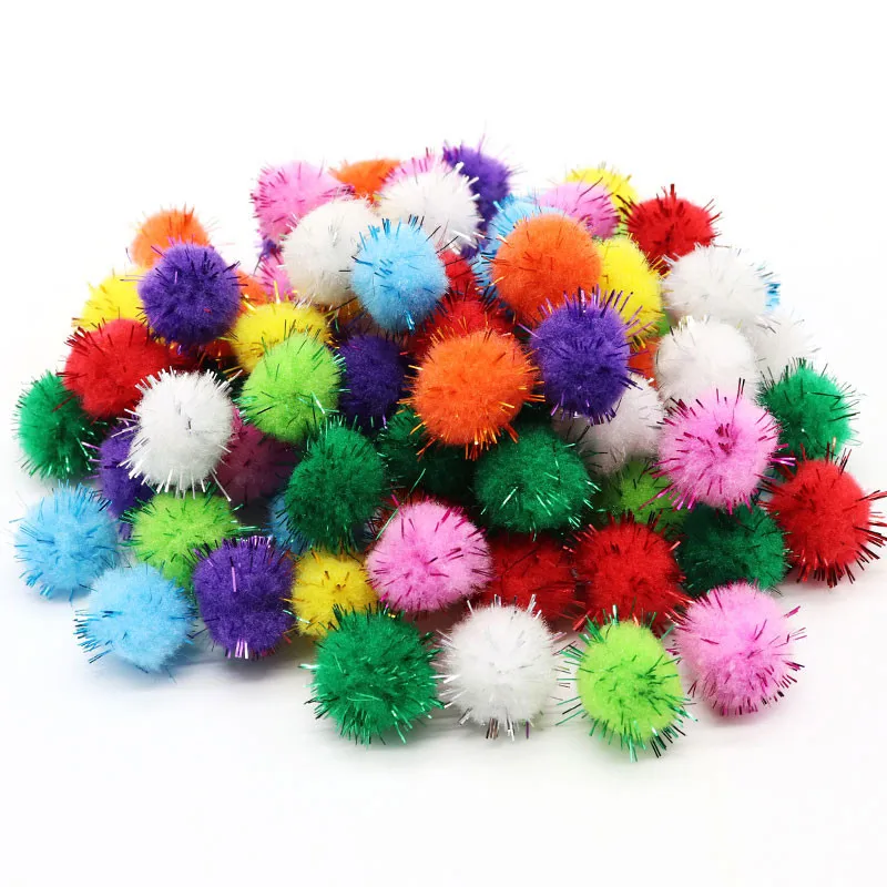 Glitter Pompom Ball Mix Colors High Elastic Soft Pom Pom Kid Handmade Material Kindergarten Christmas DIY Craft Decor Bags Toys