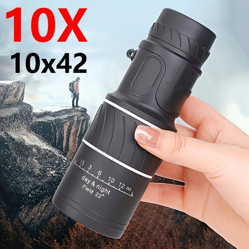 1 Piece 10X42 Monocular Telescope Portable Outdoor Camping Telescope High-Definition High-Magnification Black Technology Telescope