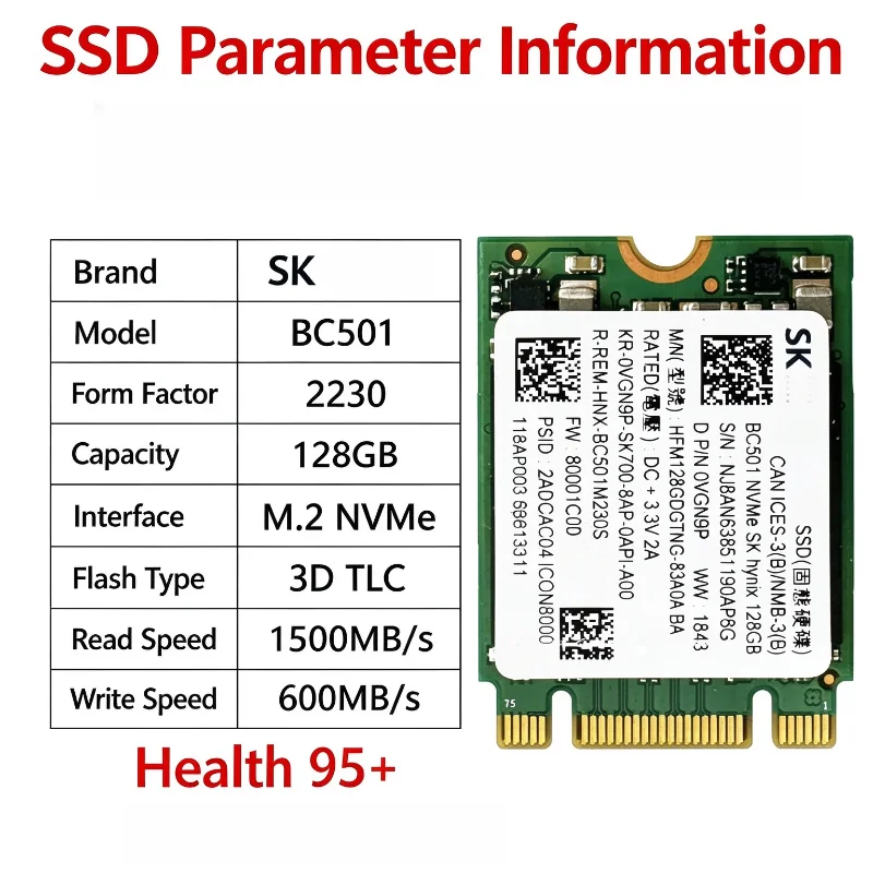 For SK hynix BC501 128GB 256GB 512GB M.2 2230 NVMe PCIe3.0 SSD Internal Solid State Drive For PC Laptop Computer