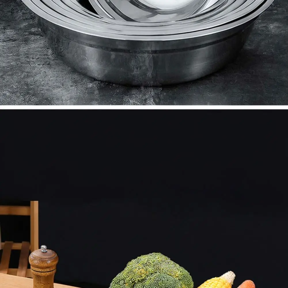Durable Kitchen Stainless Steel Basin For Yabei Round Bowl For Mixing Beating Eggs Serving Dish Metal Vessel
