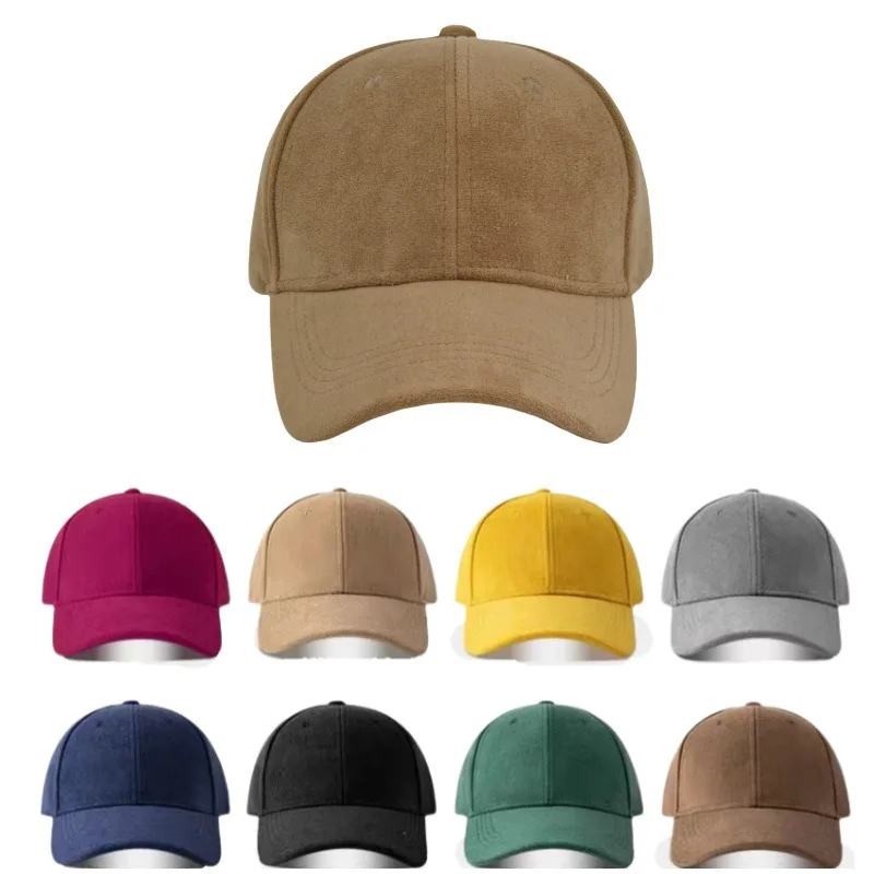 

Women Men Vintage Faux Suede Baseball Cap Classic Suede Leather Adjustable Plain Hat Fall Winter