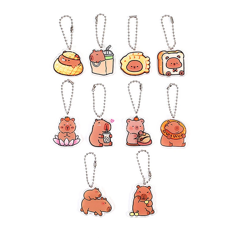 Cute Funny Capybara Acrylic Keychain Cartoon Creative Keyring Bag Purse Pendant Charms Schoolbag Hanging Ornaments Girls Gift