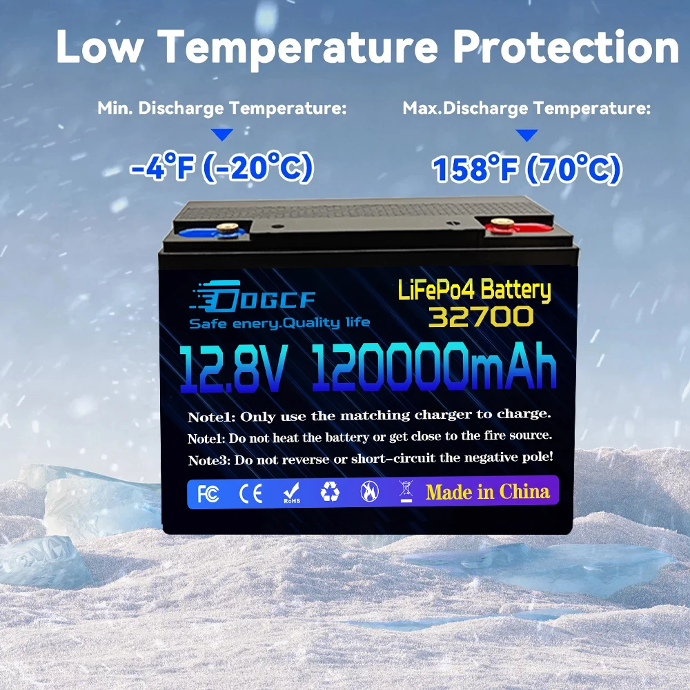 

32700 12.8V 120Ah lithium iron phosphate battery,for Solar Marine Fish Finder Lighting 12V LiFePo4 Battery Built-in 120A BMS