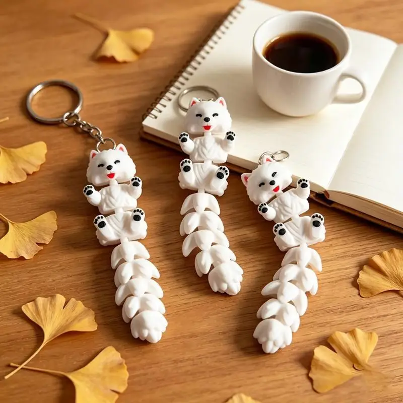 3D Printed Cute Samoyed Keychain, Durable Pla Plastic, Suitable For Backpacks, Cars, Etc., Suitable For Various Festivals