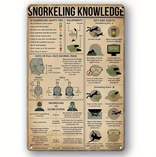 Snorkeling Knowledge Metal Tin Sign Underwater Water