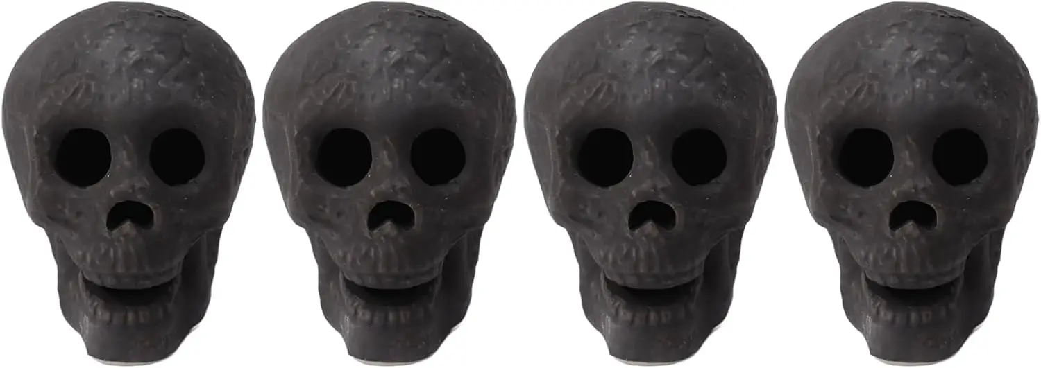 4pcs Fire Pit Skulls, Ceramic Reusable Fireproof Fire Pit Skull Halloween Decor for Bonfire, Campfire, Fireplaces, Fire Pits Hal