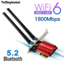 1800Mbps Wifi 6 PCI Express Wireless Adapter Bluetooth 5.2 MT7921 Dual Band 802.11AX/AC Network Card Windows 10 11 For Desktop