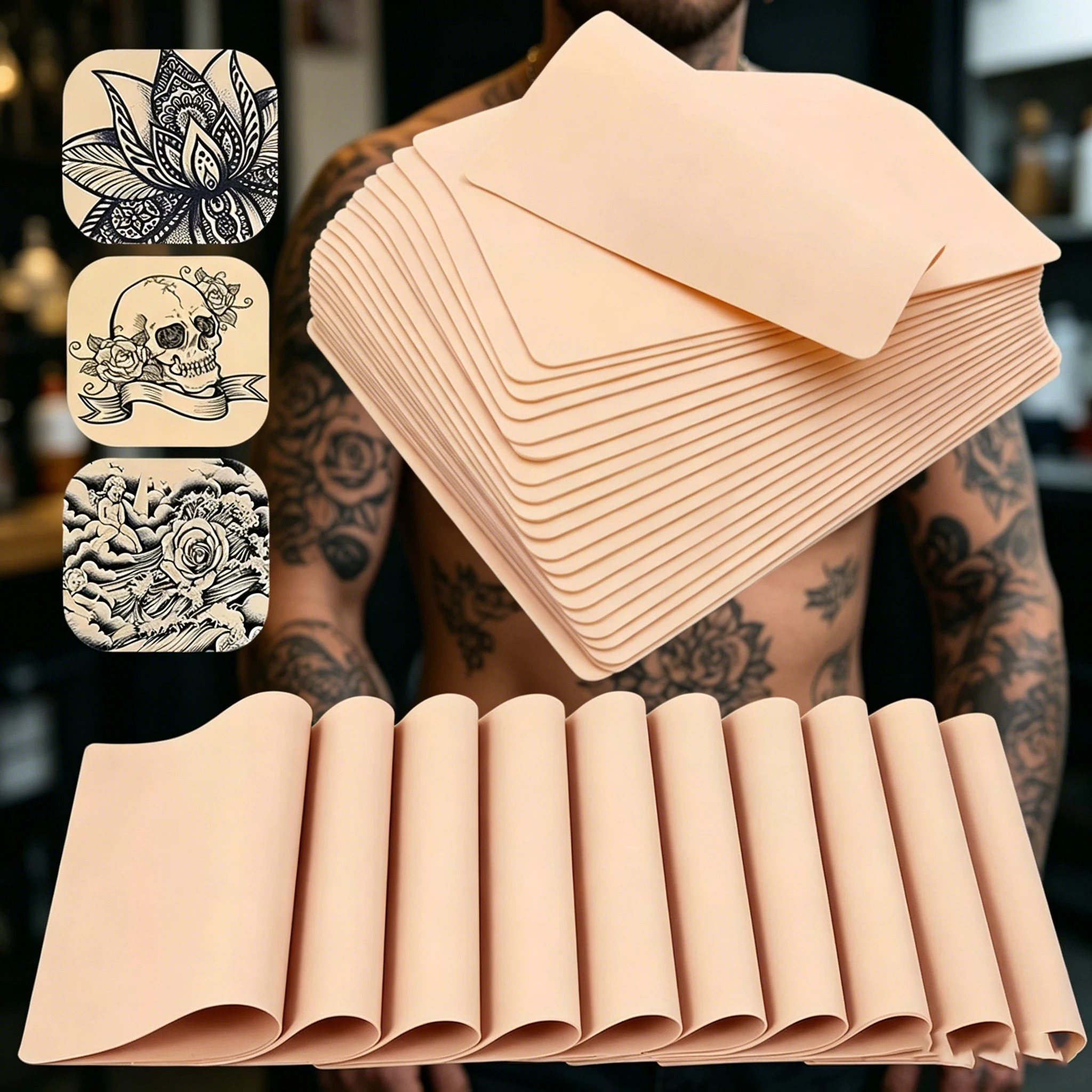 Tattoo Blank Practice Skin 1-100PCS Eyebrow Paint Double Side Synthetic Leather Pink Tattoo Beginner Fake Skin Exercise Tool