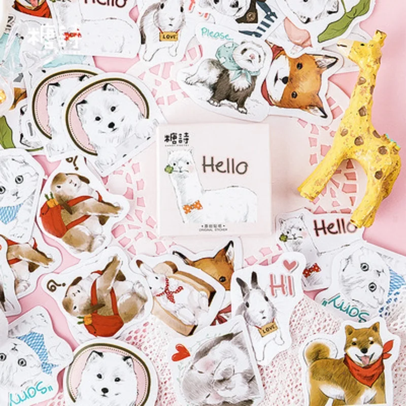 45Pcs/Set Pets Gather Paper Sticker Decoration DIY Handmade Arts Craft Sticker Christmas gift